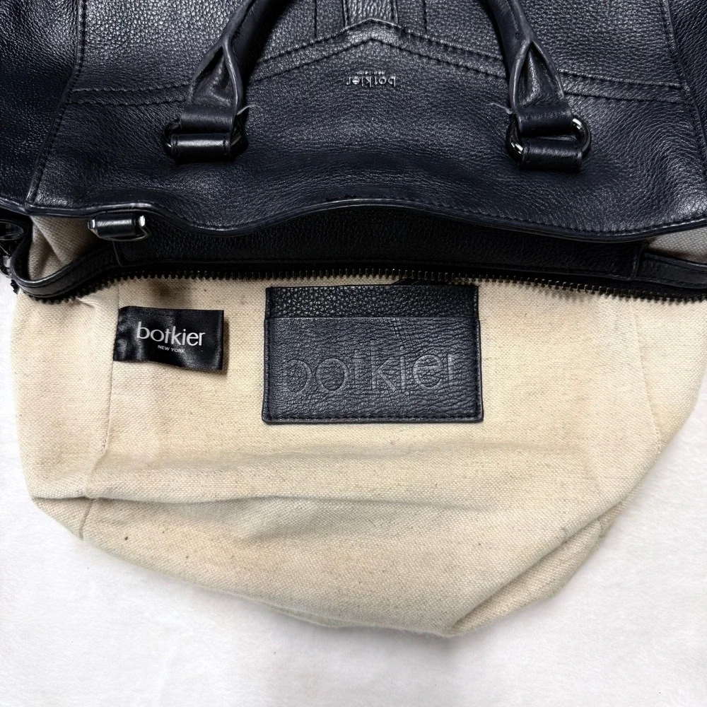 Botkier Trigger Black Pebbled Leather Satchel Bag Gunmetal‎ Hardware Tassels